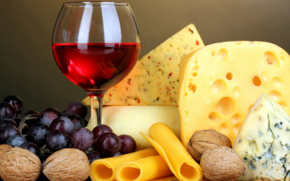 Wine cheese nuts grapes table - cheese free wallpaper