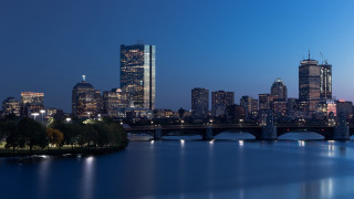 City skyline bridge river night 13 - a bridge in the foreground free wallpaper