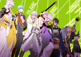 Anime characters group green background 2 - epic scale free wallpaper