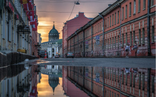 Cityscape clocktower reflections magicrealism architecture - reflection free wallpaper for desktop
