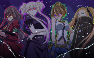 Anime girls purple background stars 2 - a group of anime girls free wallpaper