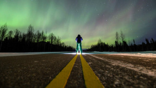 Aurora green light outerspace night - david boyd free wallpaper