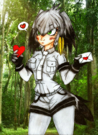 Girl holding heart forest trees - maya free wallpaper for mobile
