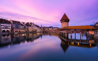 River clock tower cityscape dusk - dusk time free wallpaper