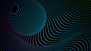 Wavy generative raytraced blue green - c4d free wallpaper for desktop