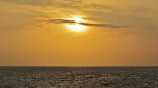 Boat sunset ocean clouds orange - sunset time free wallpaper