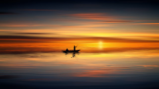 Boat dawn person impressionist photography - the boat free wallpaper