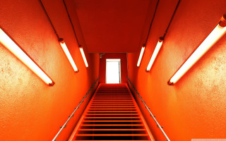 Staircase orange walls window bright - donald judd free wallpaper