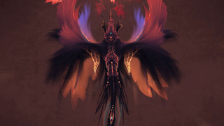 Bird water redflower fantasy glowing - concept design art free wallpaper