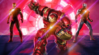 Ironman group red background lightbeam - artgerm free wallpaper for desktop