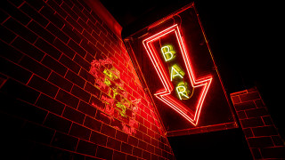 Neon bar brick wall dark - transgressive art free wallpaper