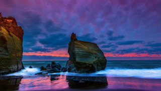 Mystical beach planet sunset mountain - a rock formation free wallpaper
