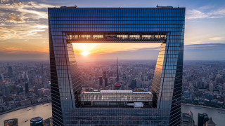 Tall building large window sunset - architecture free wallpaper for desktop