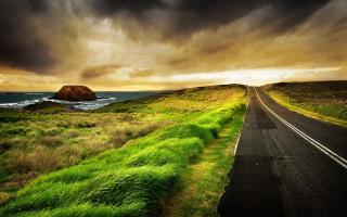 Australian hill road rock water - australian tonalism free wallpaper for desktop