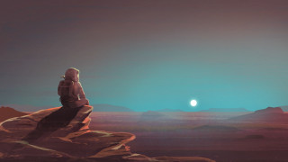 Man rock giant moon desert - edward hopper and james gilleard free wallpaper