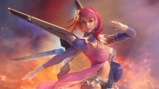 Pink haired woman scissors sword - pink hair holding free wallpaper