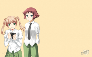 Anime couple yellow background characters - purism free wallpaper