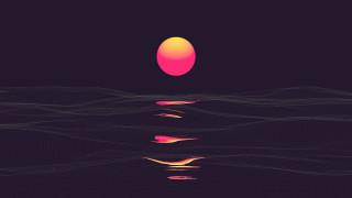 Sunset waves orange sun cubo - synthwave free wallpaper