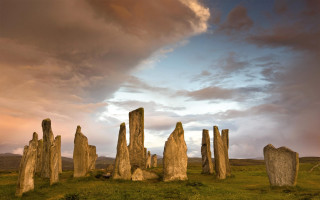 Rock field rainbow cloudy sky - archibald skirving free wallpaper