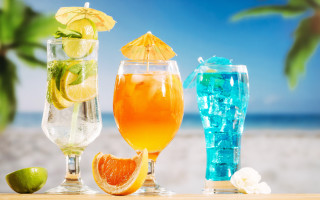 Beach drinks summer vibrancy tropical - a beach in the background free wallpaper