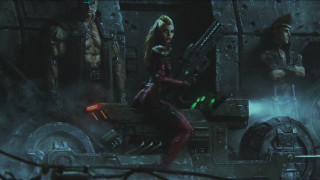 Red suit woman gun clock - a red suit holding free wallpaper