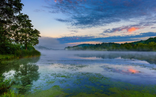 Lake trees clouds sunset hudson - free summer wallpaper