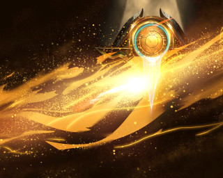 Golden clock light swirls stars - splash art free wallpaper