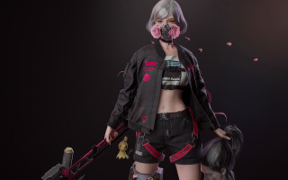 Woman gun jacket bag gloves - artstation hq free wallpaper