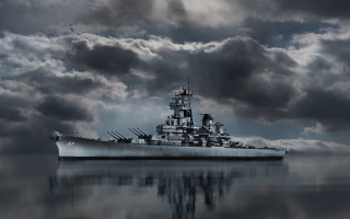 Ship water clouds birds city - water under a cloudy sky free wallpaper