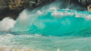 Wave shore cliff beach person - ocean free wallpaper