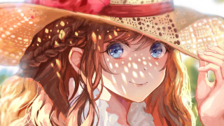 Girl hat portrait brown bangs - her hat free wallpaper
