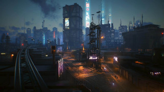 City night train buildings neon - the track free wallpaper