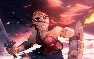 Woman flaming sword blood fire - a woman in a costume holding free wallpaper