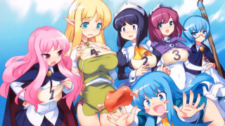 Anime girls blue sky clouds 2 - context art free wallpaper for desktop