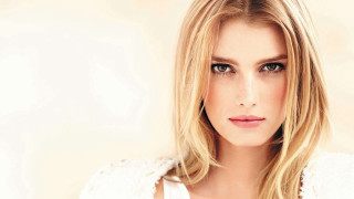 Blonde woman serious portrait hyperrealism - a white top free wallpaper