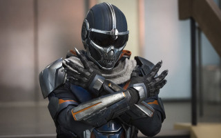 Futuristic man eve ryder armor - his hand together free wallpaper