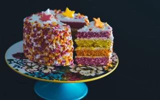 Multi colored cake slice blue - cake free wallpaper