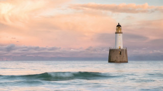 Lighthouse pier ocean pink sky - photography free wallpaper