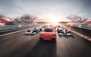 Racing cars sunshine motion panfuturism - emanuel büchel free wallpaper