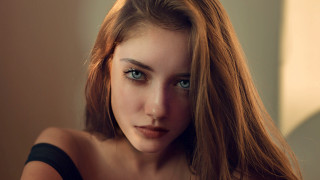 Woman blonde blueeyes longhair wind - realistic shaded perfect face free wallpaper