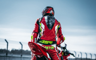 Red motorcycle rider track sky - a red motorcycle free wallpaper