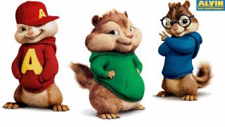 Chipmunks sweaters hats standing row - a row free wallpaper for desktop