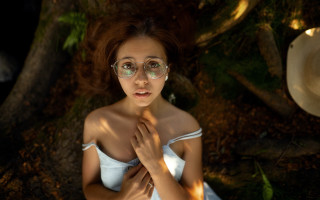 Woman glasses white dress forest - anka zhuravleva free wallpaper for desktop