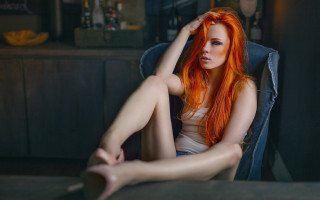 Red haired woman sitting artnouveau - anka zhuravleva free wallpaper for desktop