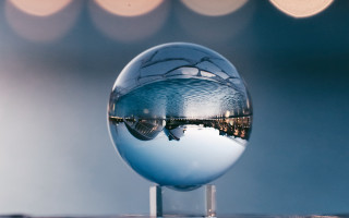 Sphere city reflection blue background - surface free wallpaper