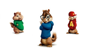 Chipmunks group standing white background - a caption free wallpaper