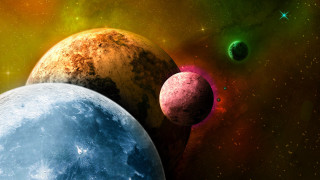 Colorful space planets stars moon 2 - a colorful space free wallpaper