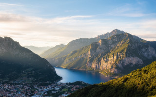 Mountain lake town sky clouds - carlo carlone free wallpaper