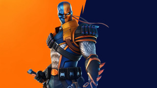 Fortnix character orange blue background - concept design free wallpaper