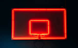 Neon basketball court hologram glowing - bruce nauman free wallpaper